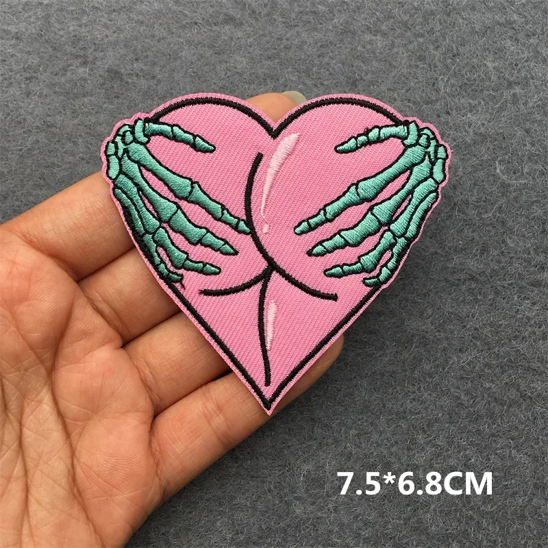 Parche de calavera para ropa, parches bordados Punk para ropa, parche para planchar en ropa, parches termoadhesivos, insignia para chaqueta, pegatina DIY - imagen 3