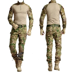 Ropa deportiva de Montañismo al aire libre, traje de caza de camuflaje táctico militar, equipo para exteriores, chaqueta + Pantalones, conjunto de dos piezas