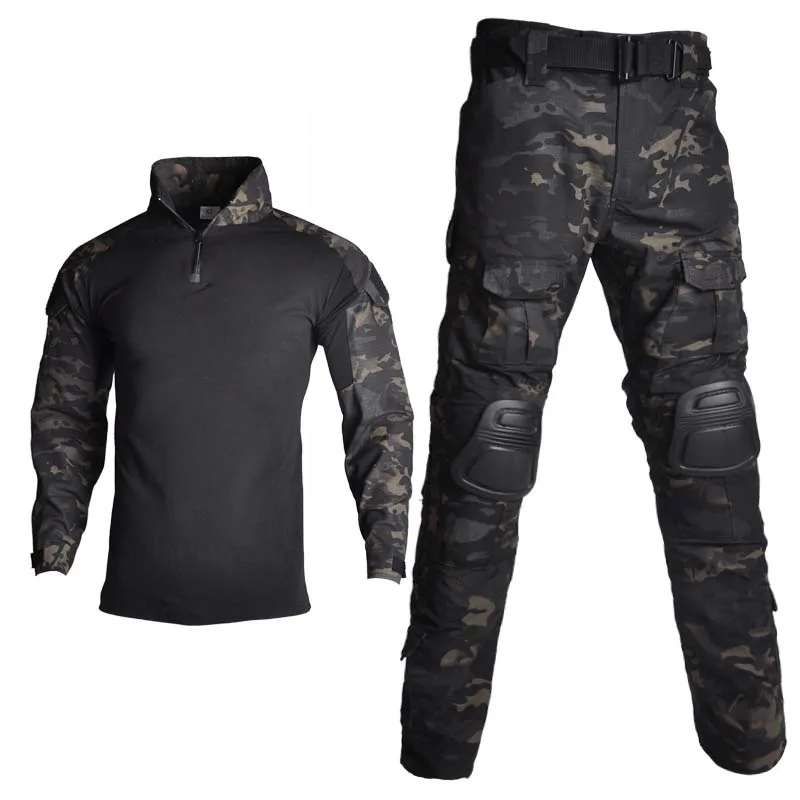 Trajes tácticos Airsoft Paintball para hombre, uniforme al aire libre, camisas de combate de camuflaje CP, pantalones Cargo a prueba de viento, ropa, conjuntos de coderas y rodilleras - imagen 5