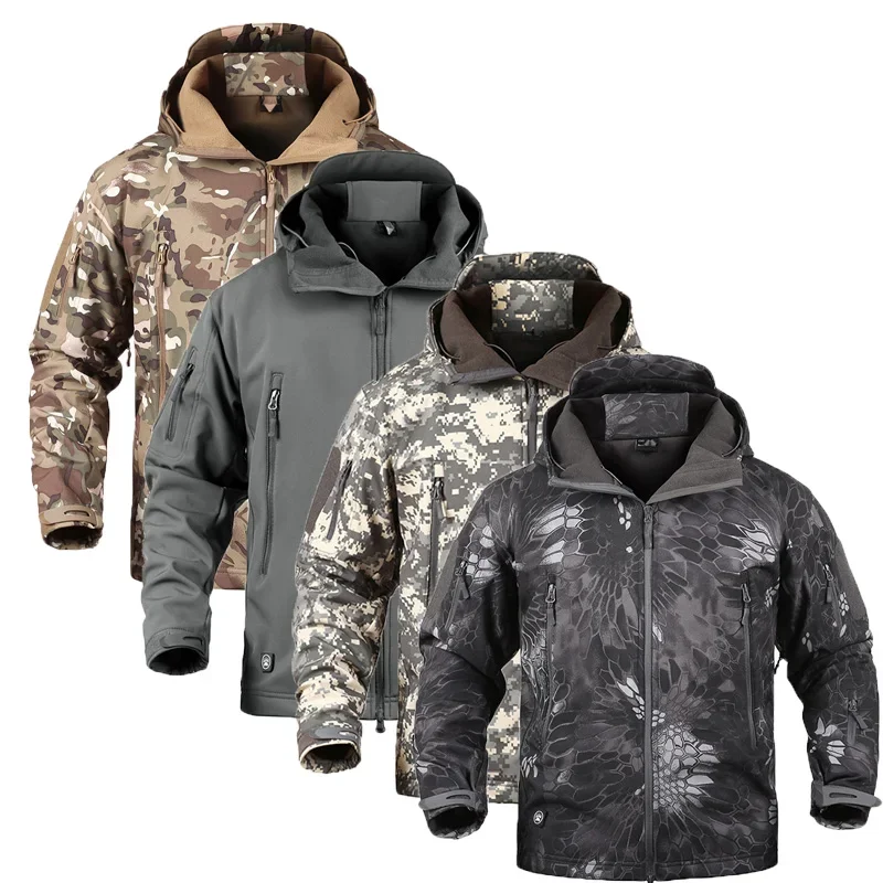 Chaquetas tácticas impermeables para hombre, abrigo suave de invierno con capucha para hombre, combate, pesca, senderismo, Camping, escalada, esquí, ropa - imagen 5