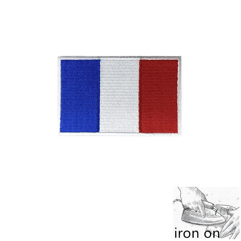 Brazalete de bandera nacional de Francia, parche bordado de Velcro o planchado, insignia de tela militar, raya Moral, 1 unidad - imagen 3