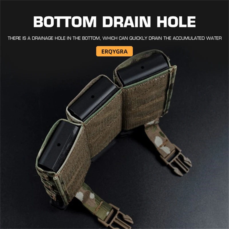 ERQYGRA-bolsa táctica rápida 5,56 Triple Mag, Panel frontal largo, sistema Molle, accesorios, riñonera, equipo de caza - imagen 3