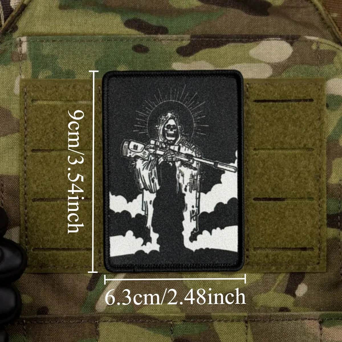 Parches de Airsoft con Estampado de Esqueleto de Francotirador, con Velcro, para Ropa, Parche Táctico de Moral, Brazalete Militar, Adhesivo para Mochila - imagen 3