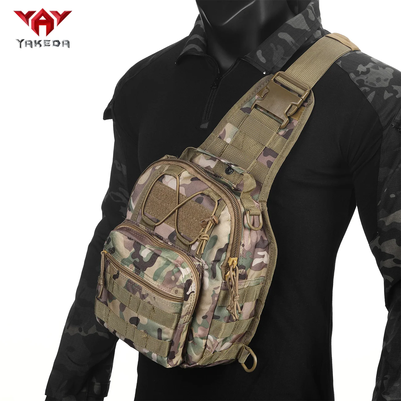 Bolso de hombro de entrenamiento bolso cruzado 900D bolso con correa de transporte bolso de pecho compartimento de múltiples bolsillos correas MOLLE - imagen 2