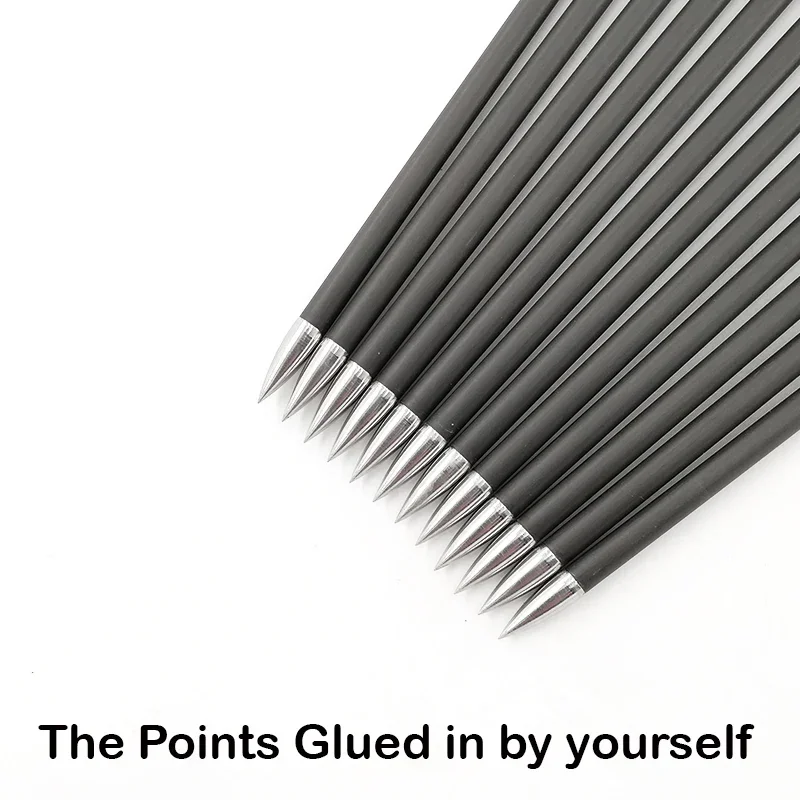 Flechas de carbono para columna vertebral, arco recurvo compuesto de 350- 1000, caza, paletas giratorias de 1,8 pulgadas, puntos Nock para tiro - imagen 4