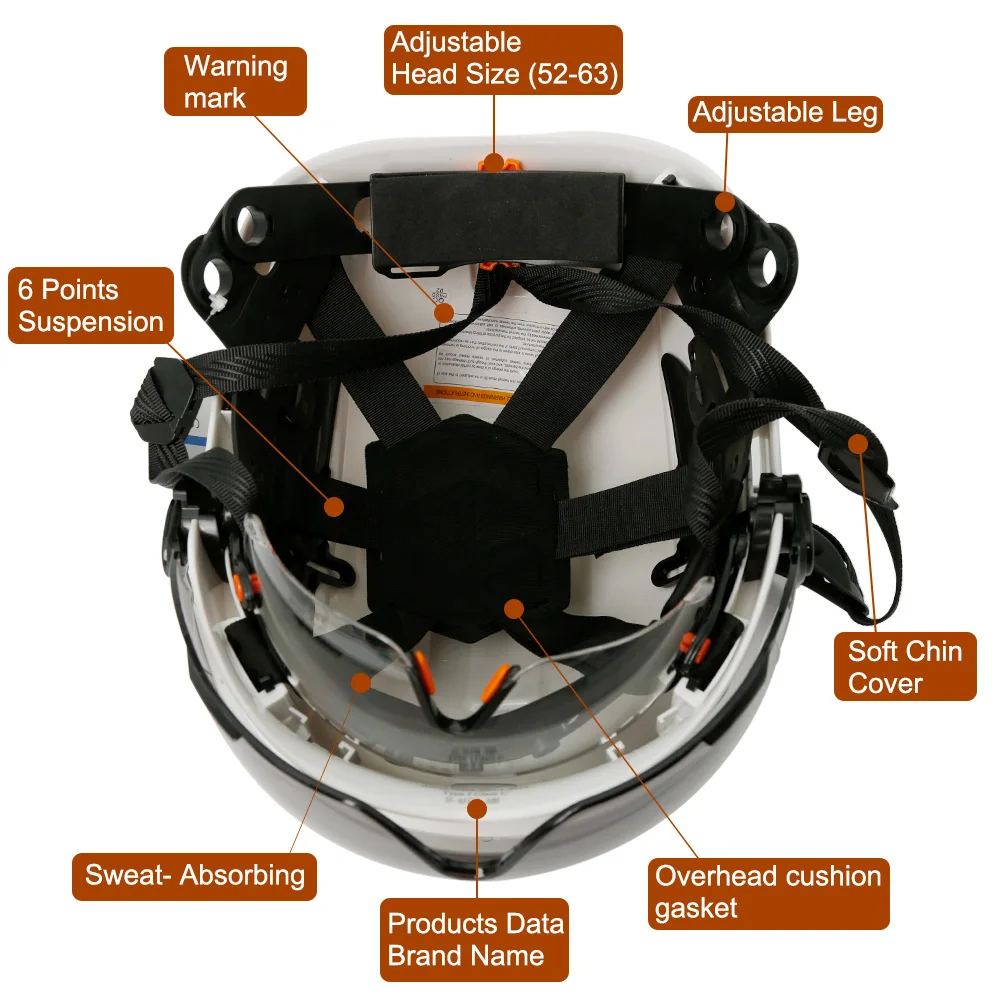 Casco de seguridad para construcción CE con gafas dobles, toalla facial para casco duro de ingeniero ABS ANSI, gorra de seguridad Industrial, protección para la cabeza - imagen 5