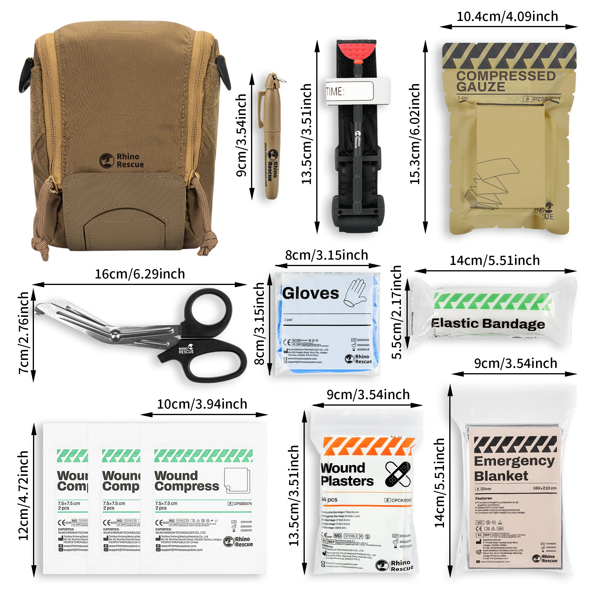 Kit IFAK táctico RHINO RESCUE MOLE – Torniquete y gasa MOLLE - imagen 4
