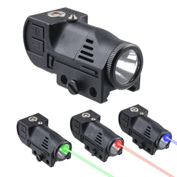 Linterna láser roja táctica de 500 lúmenes, carga magnética, mira verde y armas combinadas LED, luz compatible con riel de 20mm