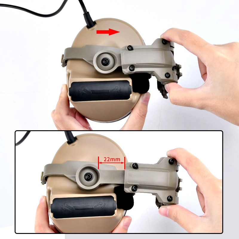 WADSN adaptador de montaje de riel de casco de rotación rápida táctica, soporte para auriculares Comtact Sordin, compatible con Base de riel de arco Wendy - imagen 3