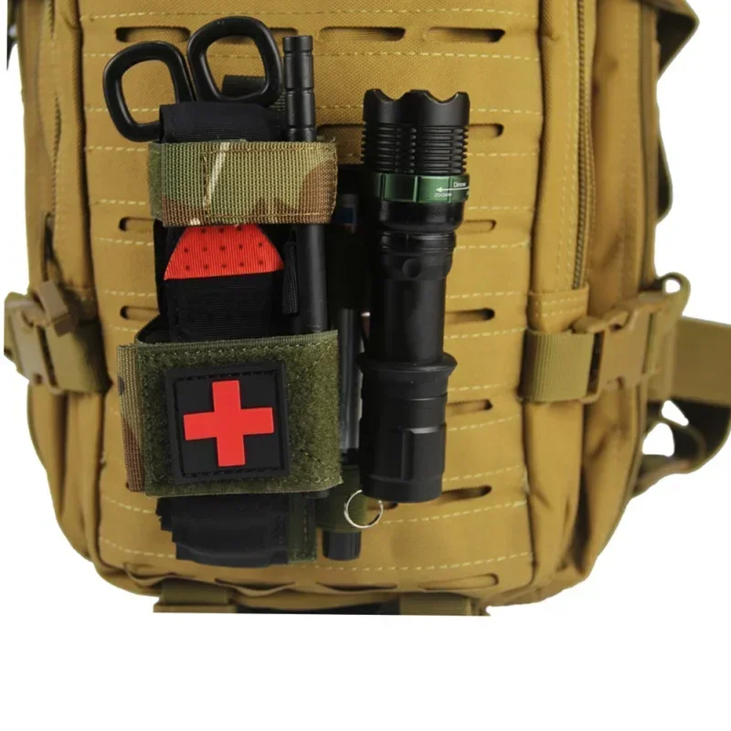 Botiquín de primeros auxilios con bolsa Molle, bolsa médica táctica con cinturón, torniquete rápido y tijeras para emergencias, caza, senderismo, equipo de acampada