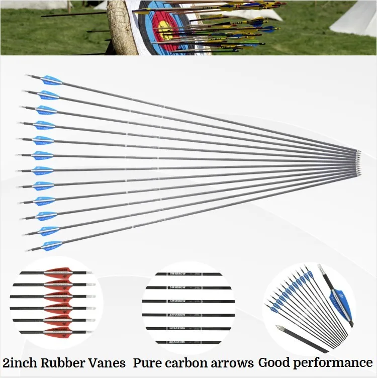 32 ''tiro con arco flechas de carbono puro SP400-1200 ID4.2mm eje de flecha arco de tiro con arco caza tiro objetivo flecha de competición 6/12 piezas - imagen 3