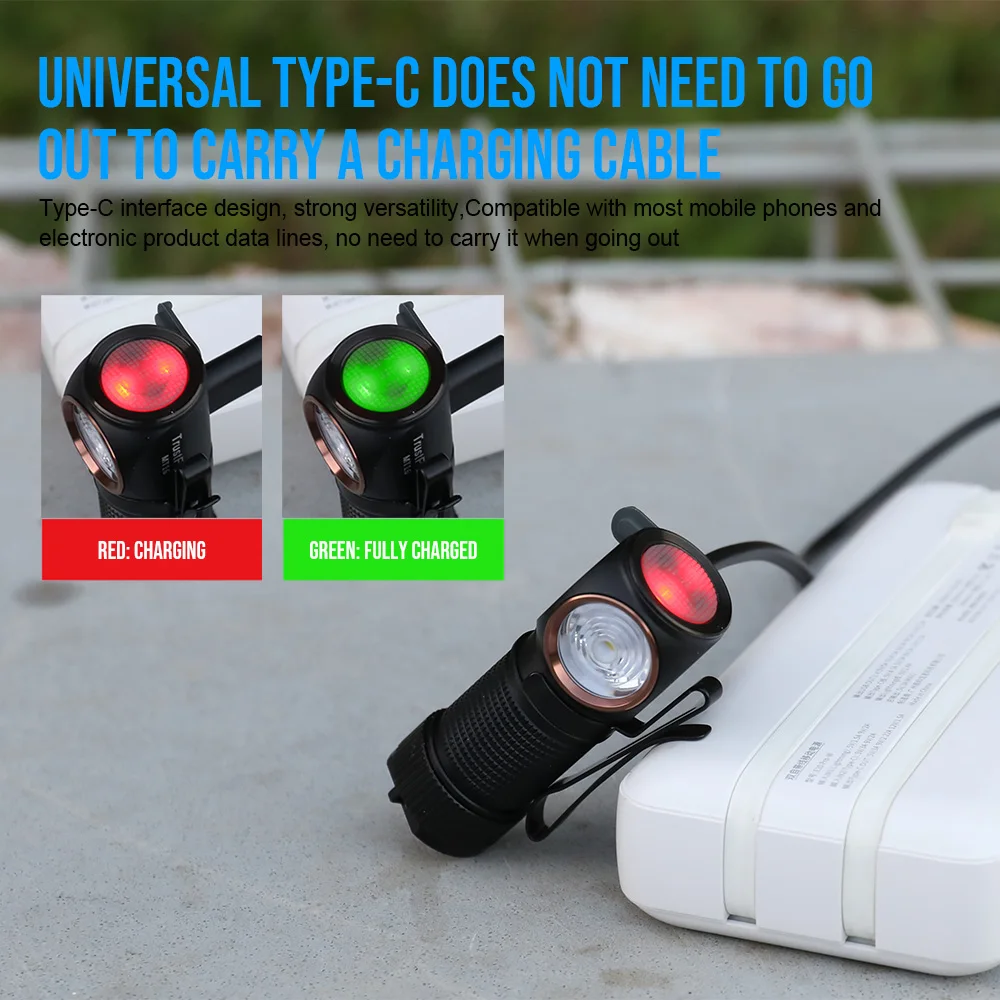 Trustfire-faros delanteros LED MT16 recargables por USB C, Mini linternas de ángulo 18350 EDC, óptica MVP con imán para pesca trasera, 1000LM - imagen 3