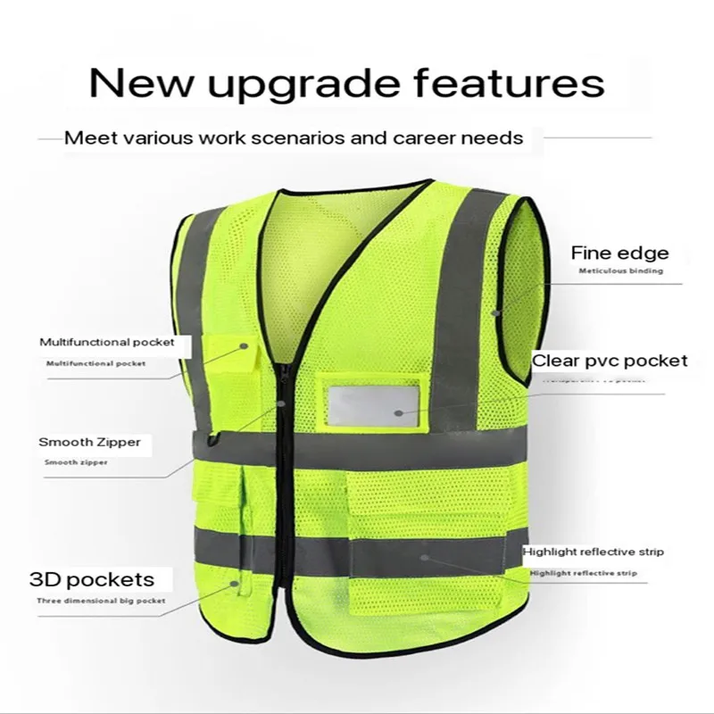 Ropa reflectante de Saneamiento Ambiental para sitio de construcción, malla fluorescente de seguridad, camiseta sin mangas, malla de corazón de melocotón - imagen 4