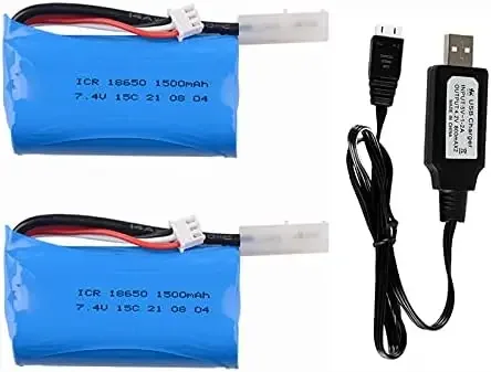 Batería de iones de litio de 7,4 V, 1500mAh, 15C, con enchufe Tamiya, para piezas de barco HJ806, HJ810 R/C, Henglong 3818, 3819, 3838, 3839, piezas de tanque R/C - imagen 2