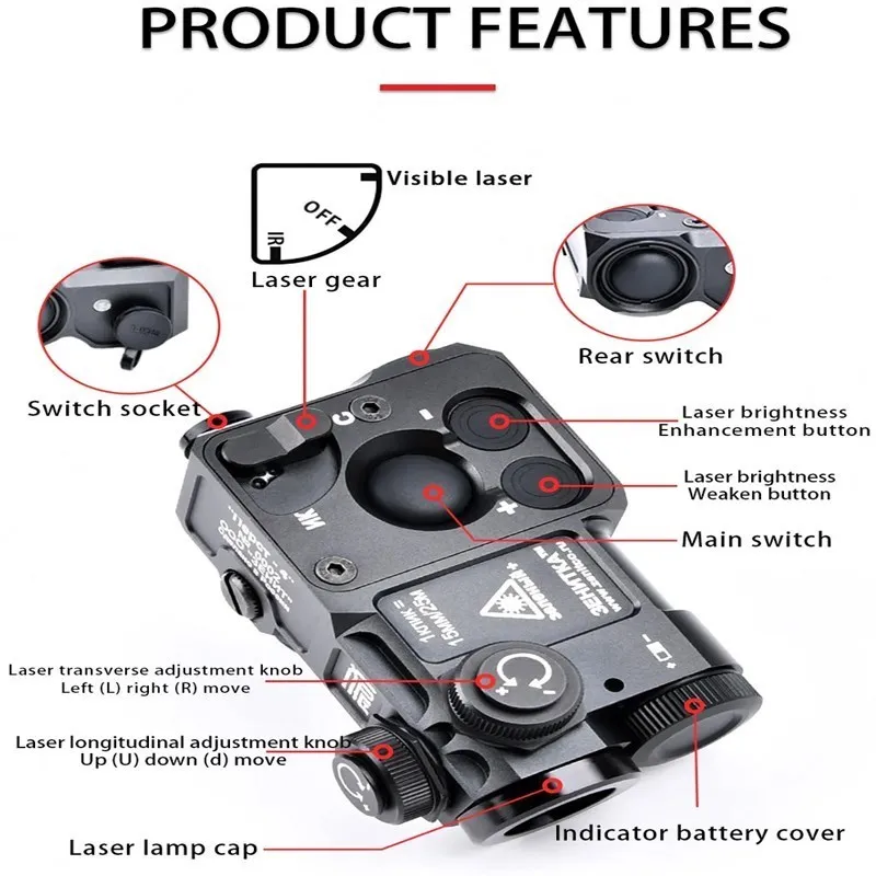 Indicador de PERST-4 WADSN M600DF linterna 1400 lúmenes de alta potencia de caza explorador de luz de Metal Perst4 rojo verde azul punto IR láser - imagen 4
