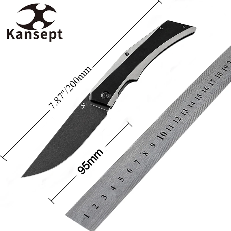 Kansept cuchillo plegable Naska S35VN titanio para camping senderismo