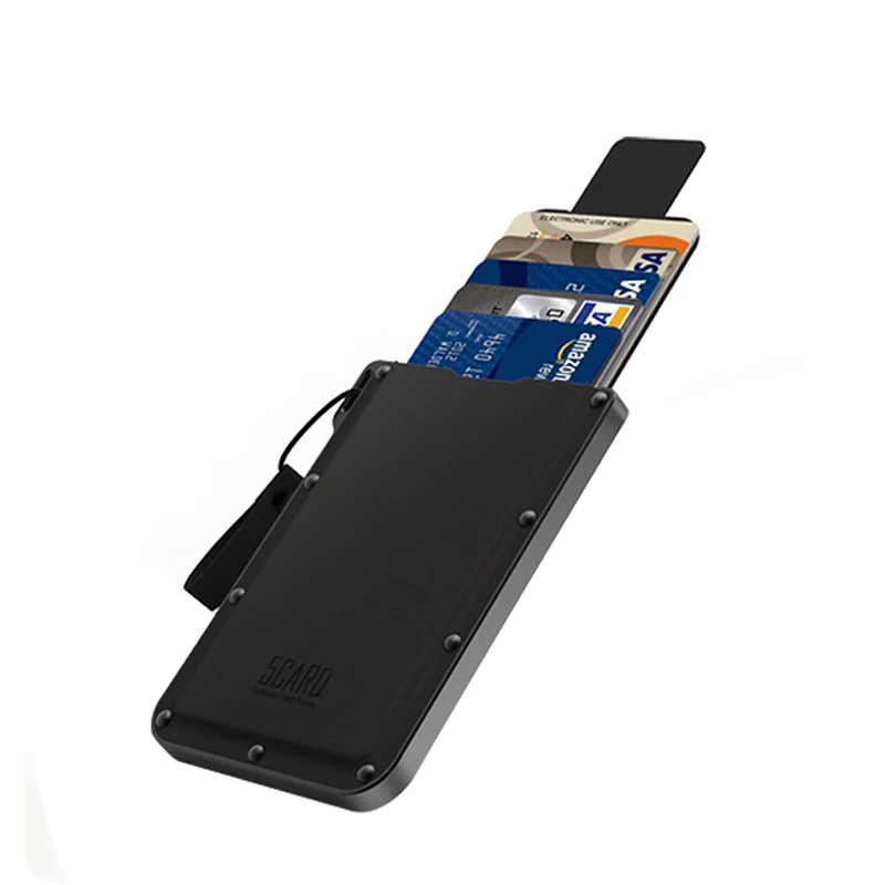 Cartera pequeña de cuero portátil para hombre, bolso de tarjeta de crédito de Metal corto ultrafino, funda de tarjeta creativa - imagen 2