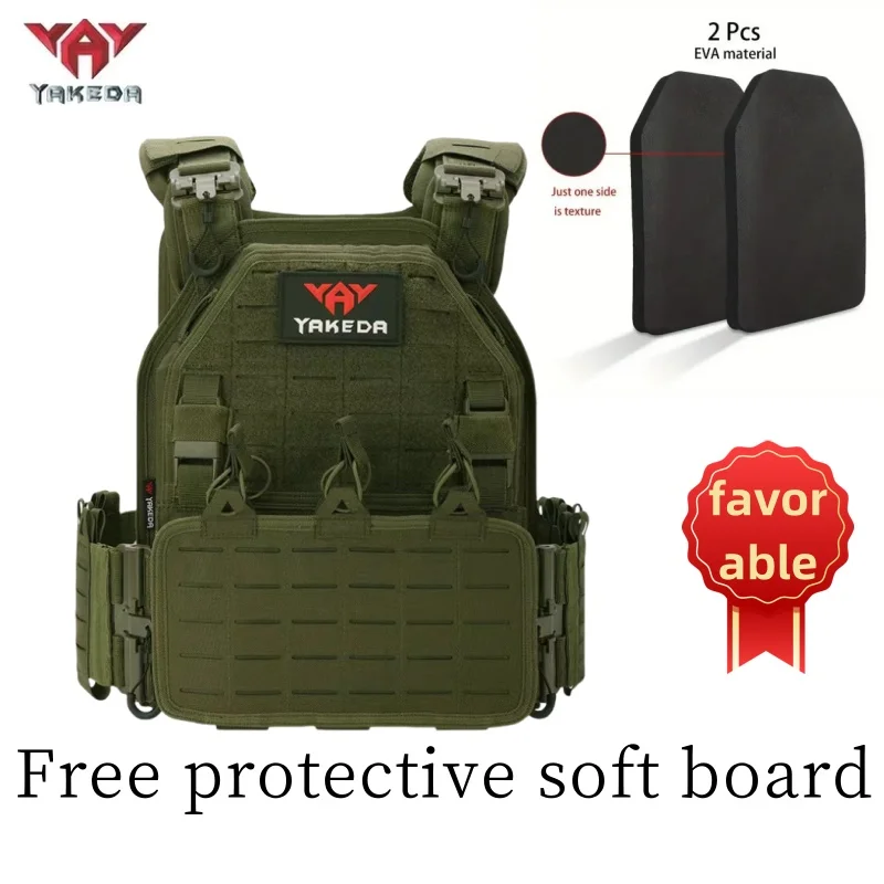 YAKEDA Chaleco táctico ligero de liberación rápida con placa de combate 1000D Nylon Molle Chaleco táctico verde - imagen 2