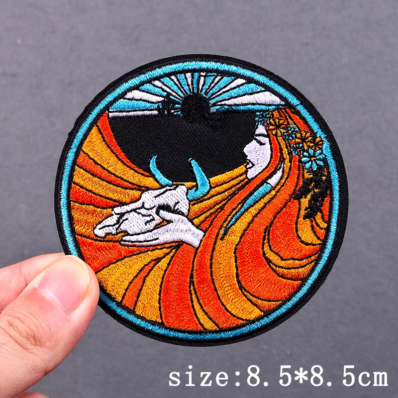 Parche de calavera Punk para planchar en la ropa, parches bordados de animales de Hip Hop, insignia de rayas, decoración de parches bordados - imagen 5