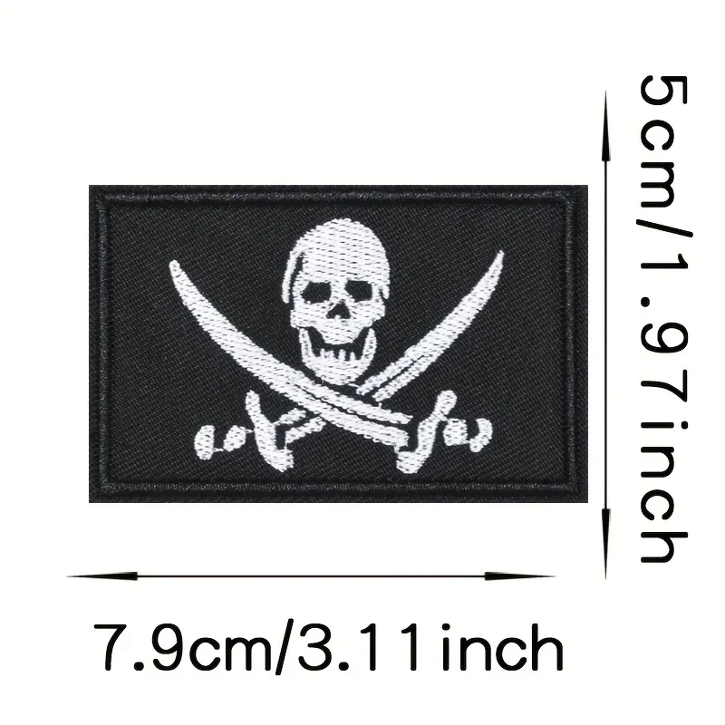 parches velcro mochila tácticos de bordados Parche bordado de Velcros con bandera de pirata y calavera blanca, apliques de moral de gancho y bucle para chalecos, sombreros, chaquetas, mochilas Molle, 1 unidad - imagen 5
