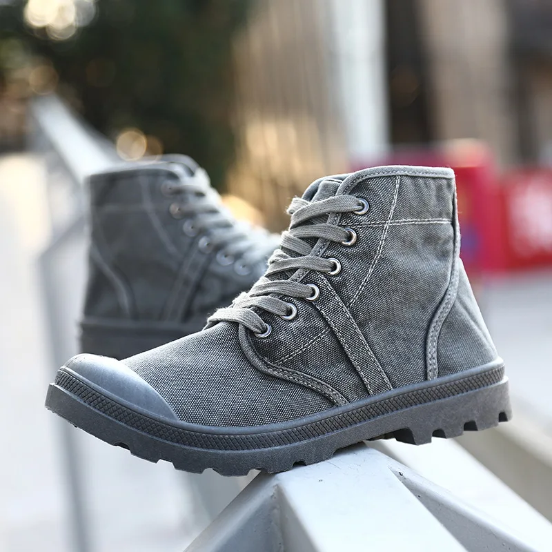 Botas de otoño e invierno para hombre, zapatos de lona con suela gruesa, zapatos informales altos, Botas para hombre, Botas tobilleras de marca KA215 - imagen 3