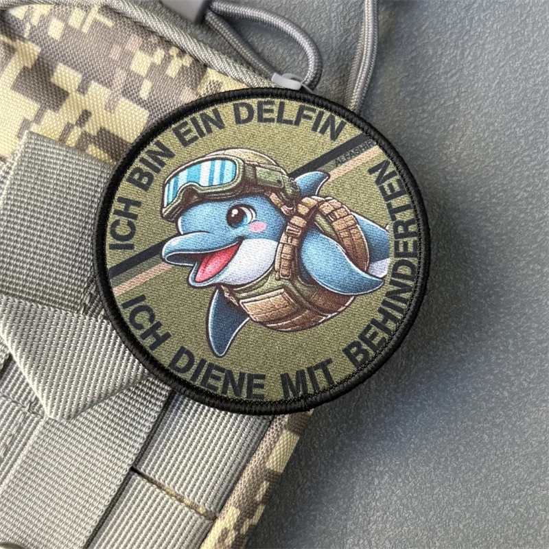 Parche táctico de delfín, insignia de moral militar, impresión de gancho y bucle, mochila, accesorios de decoración de ropa, pegatinas, brazalete - imagen 3