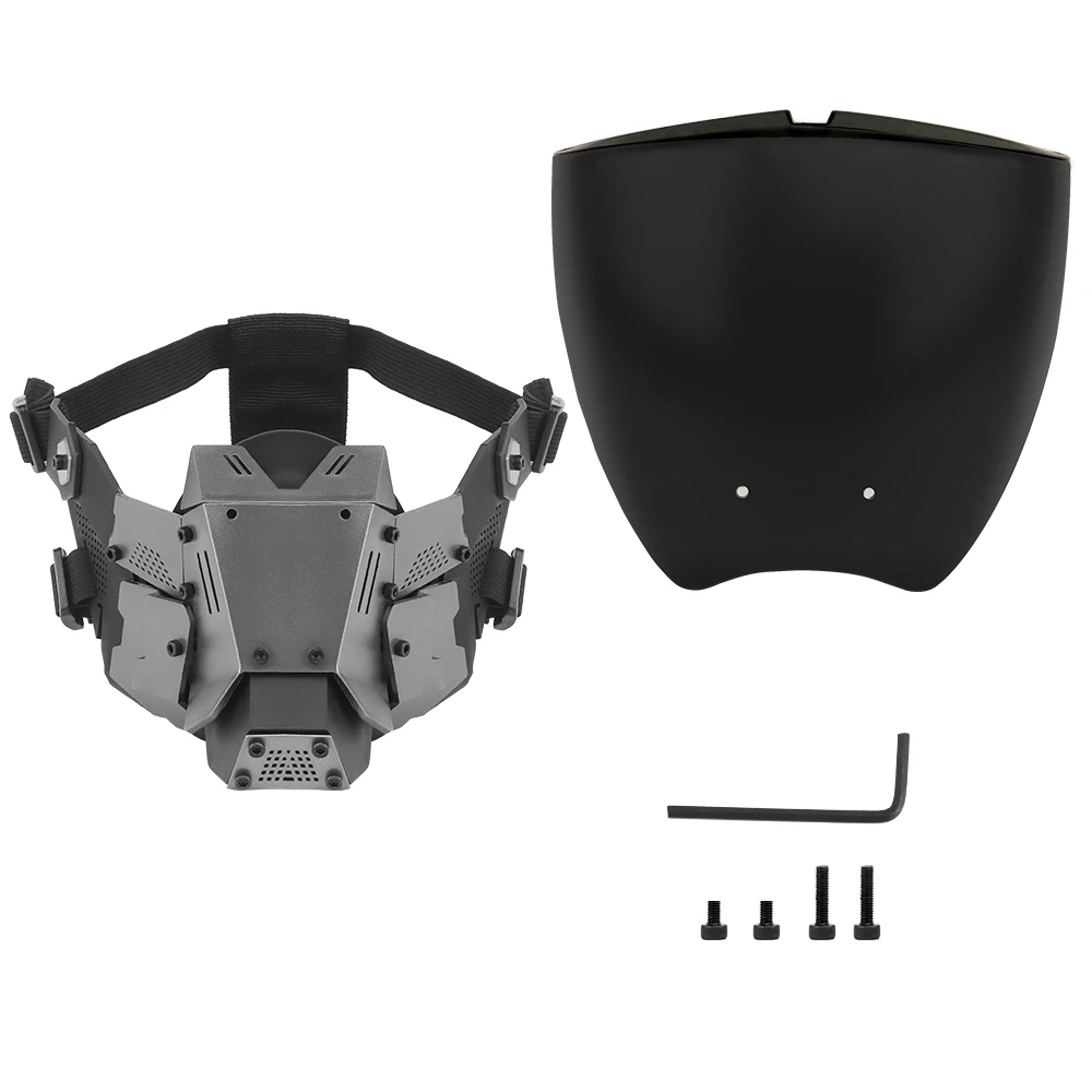 Tactifans Cyberpunk Commander máscara Cosplay engranaje de doble cara lentes antivaho máscaras de silicona Juegos Accesorios de caza al aire libre - imagen 5