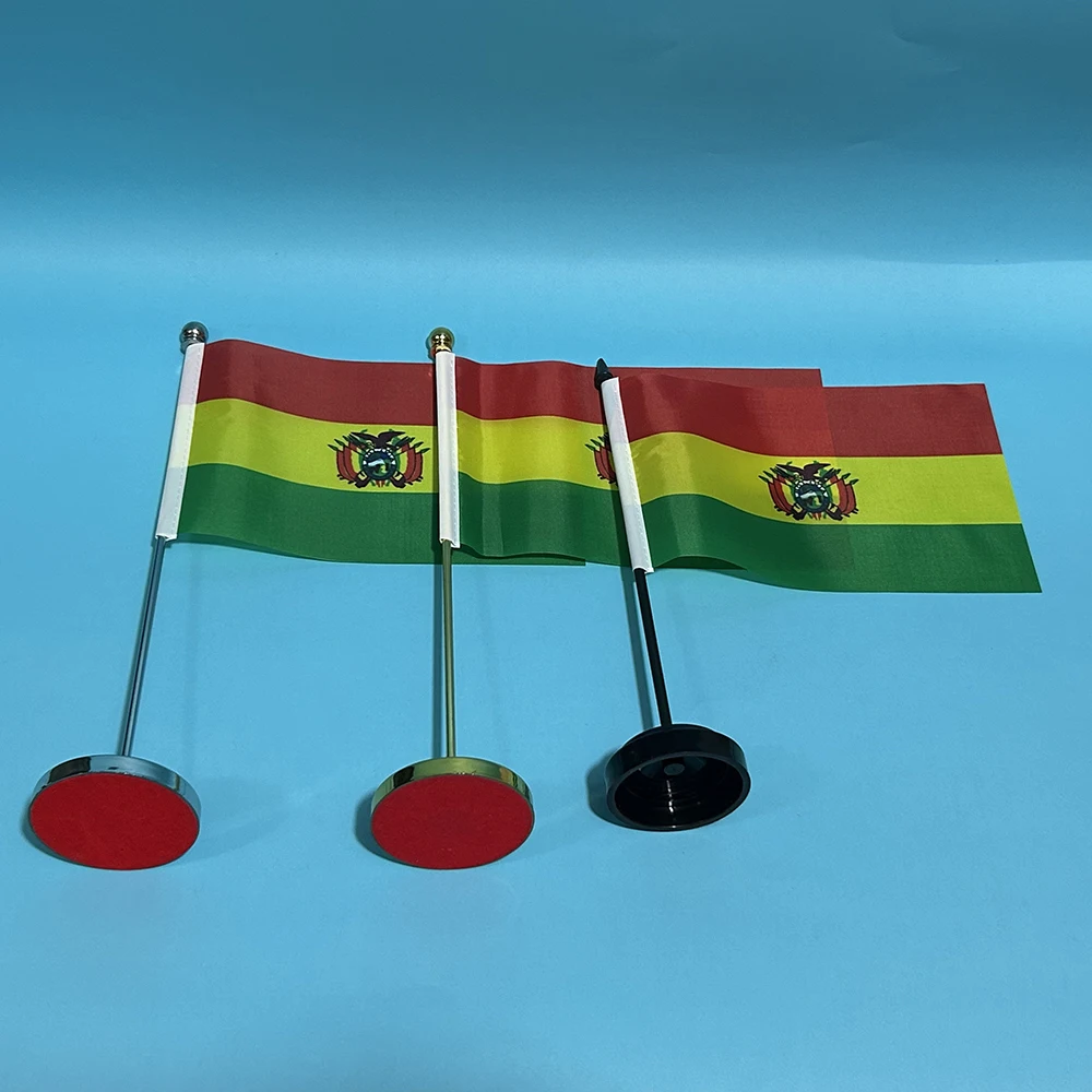 BANDERA DE SKY Bandera de escritorio de oficina Bandera de Bolivia 14x21 cm Poliéster Bolivia Banner nacional Adornos de escritorio Banderas para decoración de mesa - imagen 2