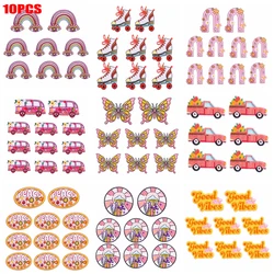 10 unids/lote mariposa coche parche de arcoíris parches bordados de dibujos animados mochila sombreros insignias de costura parches para planchar para ropa DIY