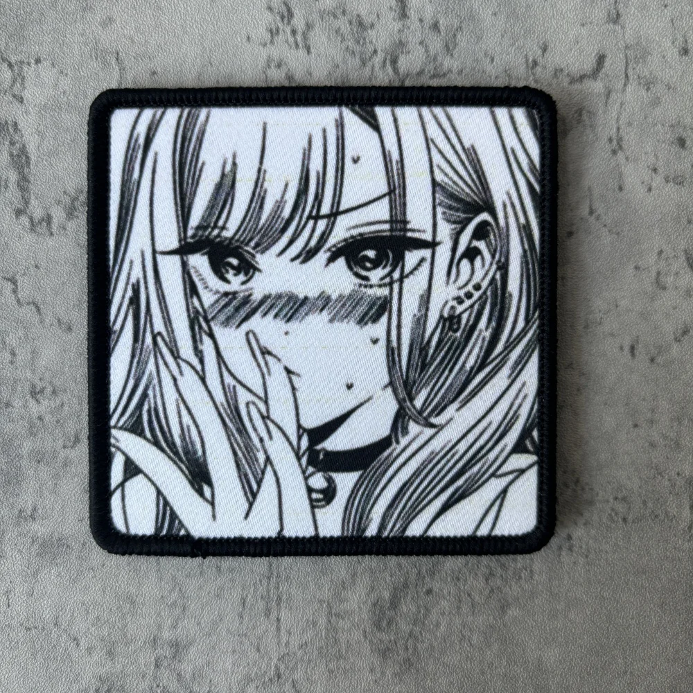 Parche táctico de Chica de Anime, parches de gancho y bucle impresos en ropa, insignia de moral militar, brazalete, pegatinas para mochila - imagen 2