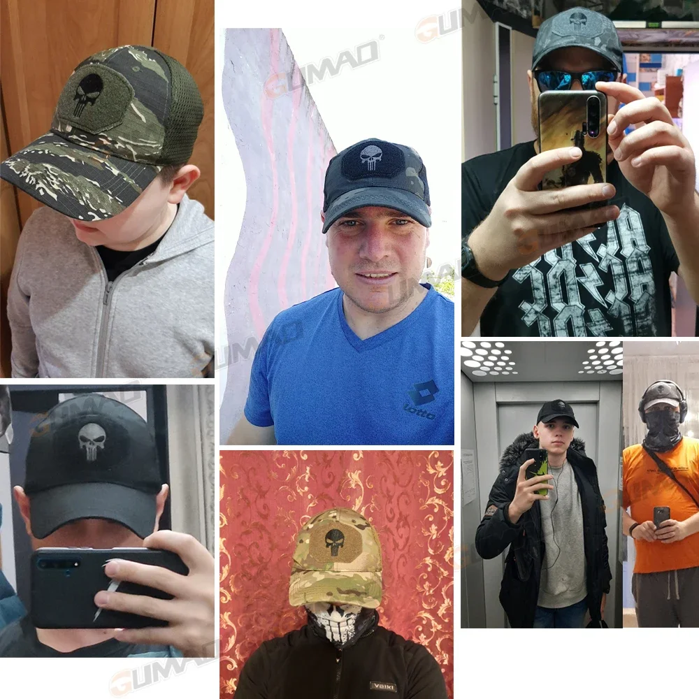 Gorra táctica Airsoft con calavera, visera ajustable y transpirable para camionero, gorra de malla para caza, senderismo, béisbol, esqueleto, Snapback, deportes - imagen 3
