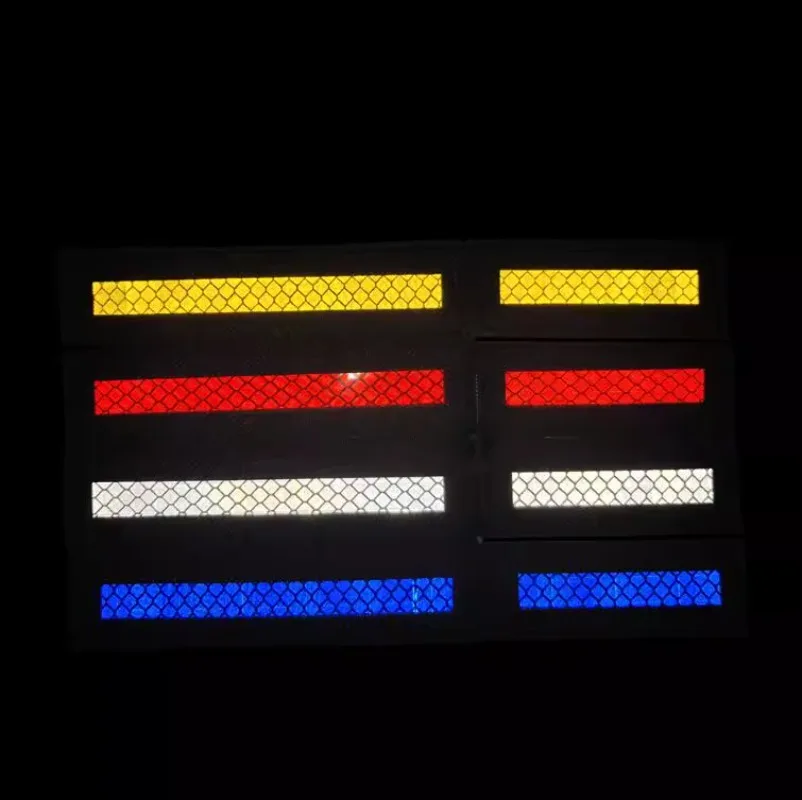 Accesorios para bolsas al aire libre, insignias de identificación nocturna cortadas con láser en forma de parche de gancho de rayas tácticas reflectantes largas para el pecho - imagen 3