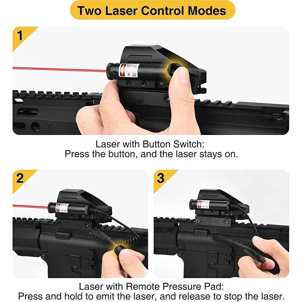 Mira réflex táctica, mira telescópica de caza con 4 retículas, color rojo y verde, óptica de caza para riel de 11mm/20mm - imagen 4