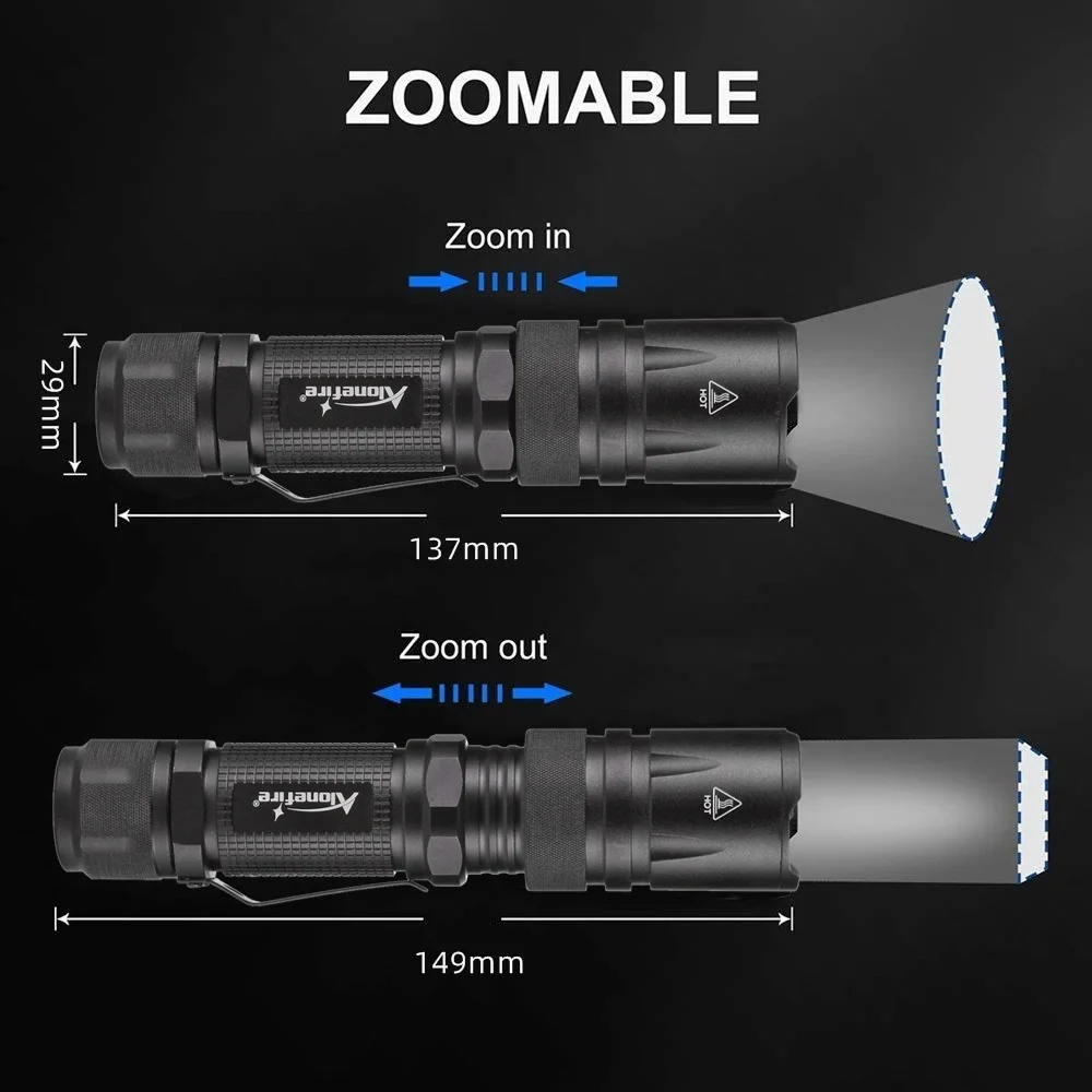 Linterna LED táctica zoom para caza y senderismo - imagen 2