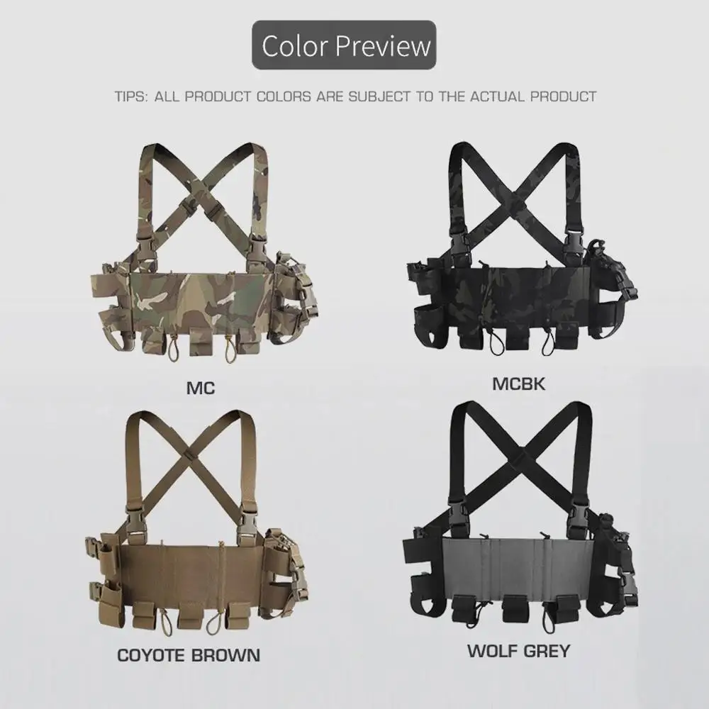 Plataforma de pecho táctica, ligera, minimalista, de seguridad de baja visibilidad, multiisión militar con bolsa Triple Mag de doble capa - imagen 3