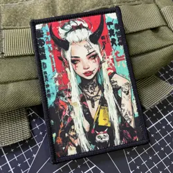 Parche táctico soldado punk mujer – insignia moral con velcro MOLLE