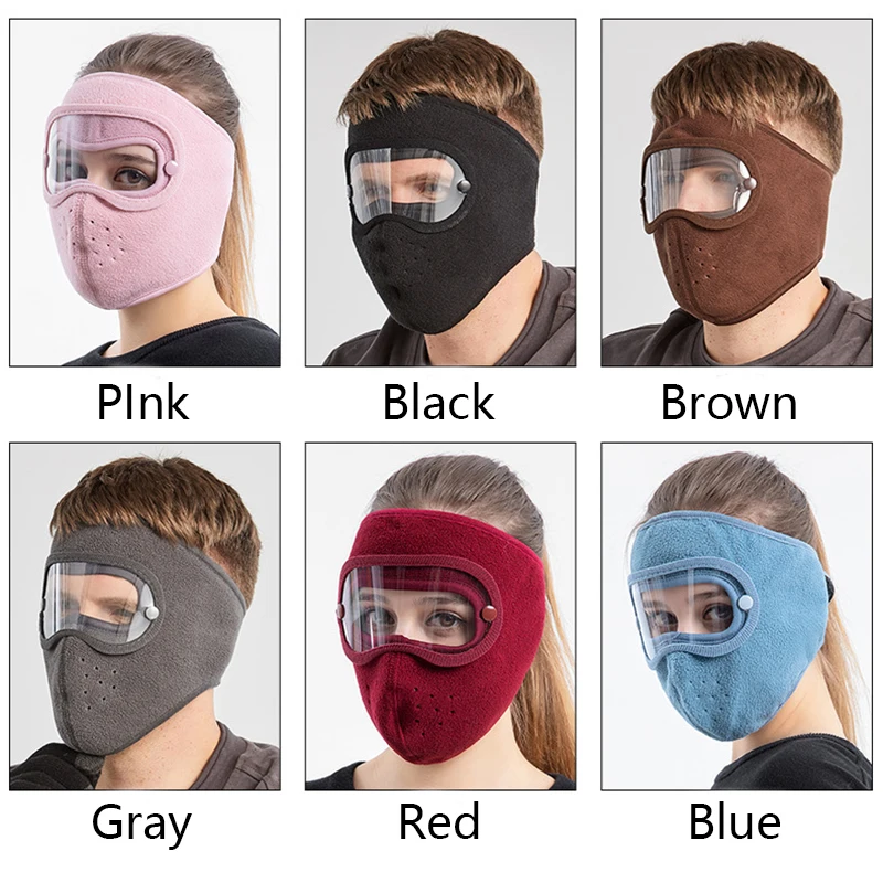 Gorro enmascarado cálido Unisex para hombres y mujeres, máscara facial de gamuza para montar a prueba de viento, gafas de alta definición, máscara antivaho, gorros de esquí - imagen 4