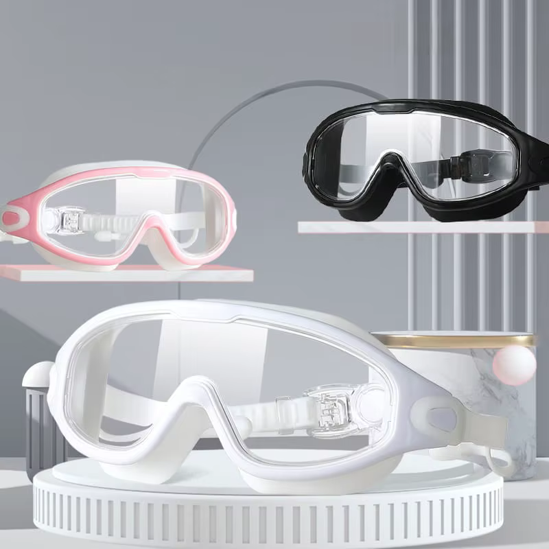 Gafas de natación antiniebla con tapones – Silicone ajustables HD para buceo y surf