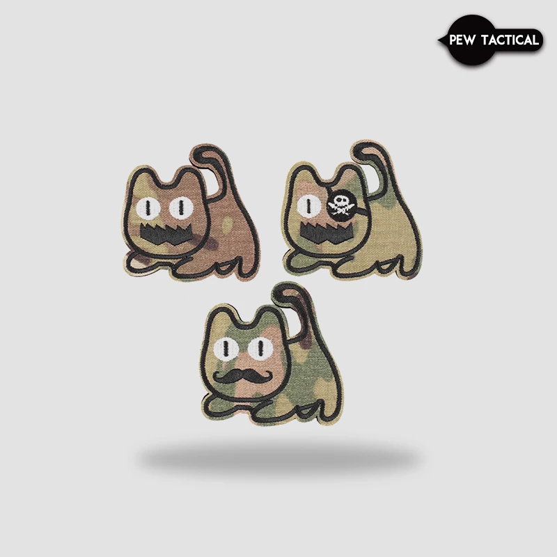 PEW TACTICAL barbudo Cat Pirate Cat, bloque de Color al azar, insignia mágica bordada de tela 500D, brazalete