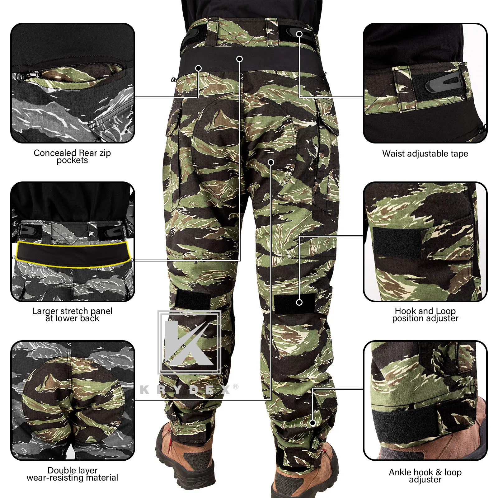 KRYDEX-pantalones de combate táctico de camuflaje, rodilleras, equipo de uniforme de caza al aire libre - imagen 5
