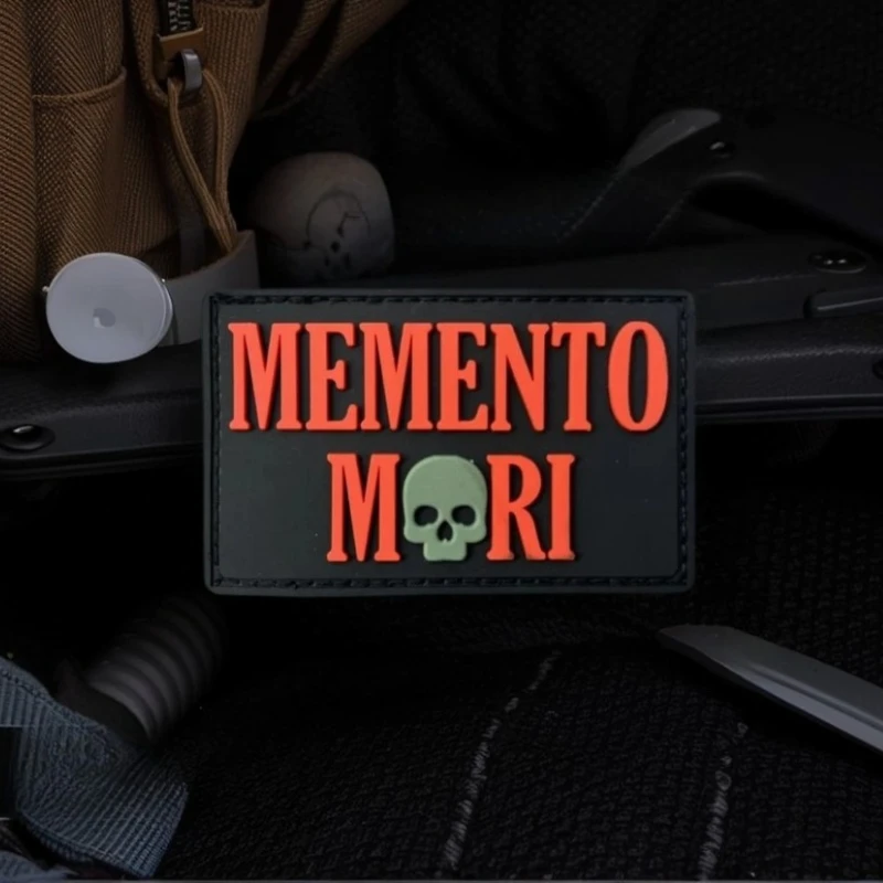 Parche táctico de PVC Memento Mori, insignia de moral con gancho y bucle, brazalete de goma militar, accesorio Punk, pegatina para ropa - imagen 3