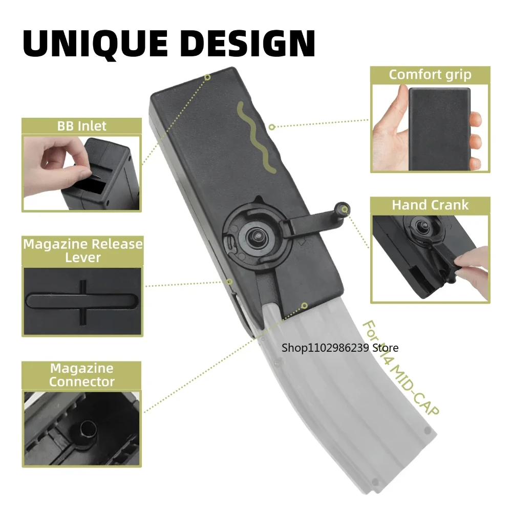 Cargador de velocidad BBS de 6mm, caja de almacenamiento BB de plástico de 1000 de capacidad para revistas de manivela M4, cargador rápido, accesorios de equipo Airsoft - imagen 2