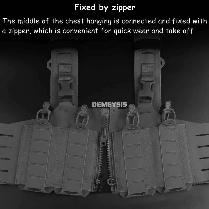 Chalecos de caza al aire libre, aparejos de pecho, chaleco de asalto MOLLE Militar Airsoft de camuflaje ligero con bolsa Mag, correa colgante estilo H - imagen 5