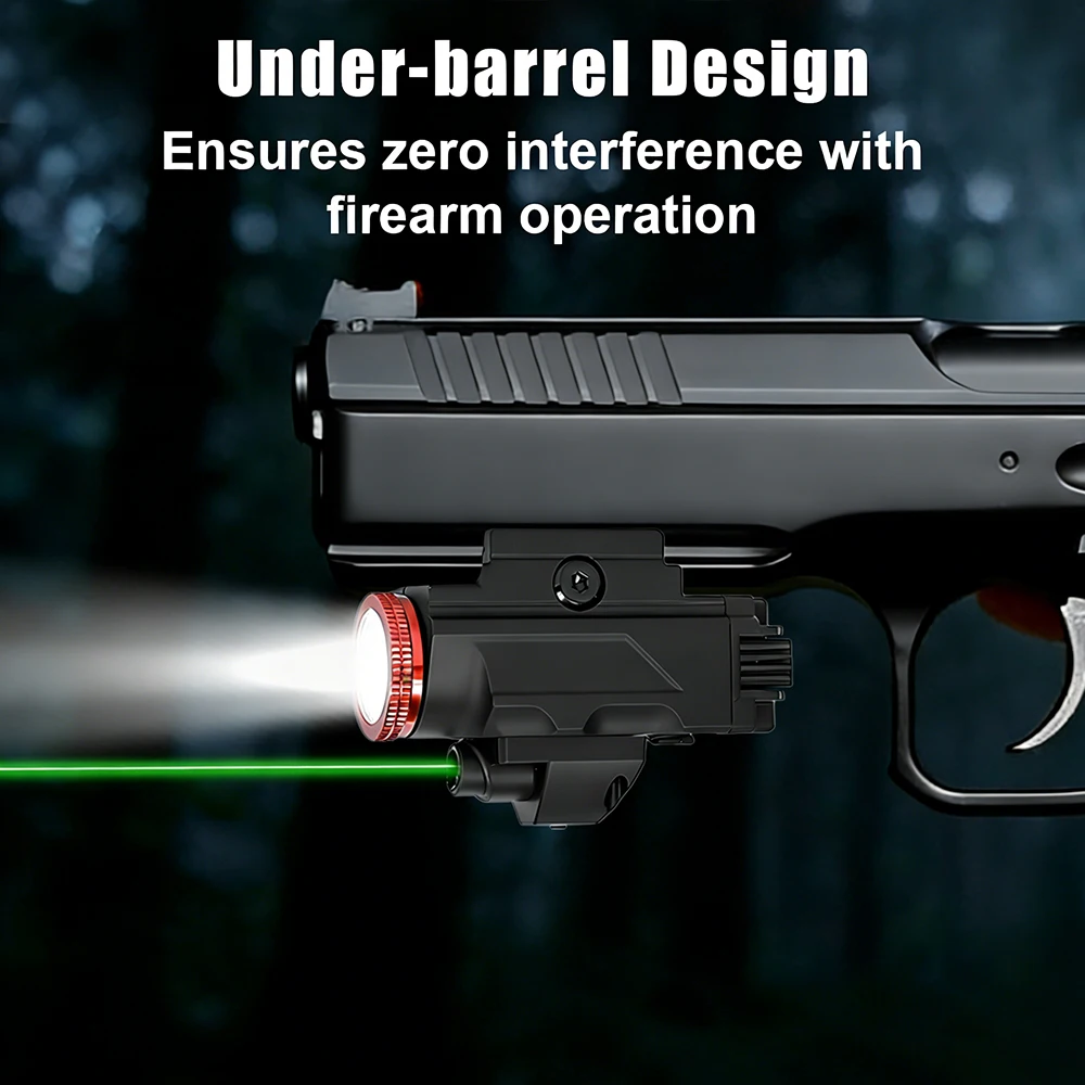 Linterna táctica pistola láser rojo y verde 800 lúmenes USB recargable - imagen 4