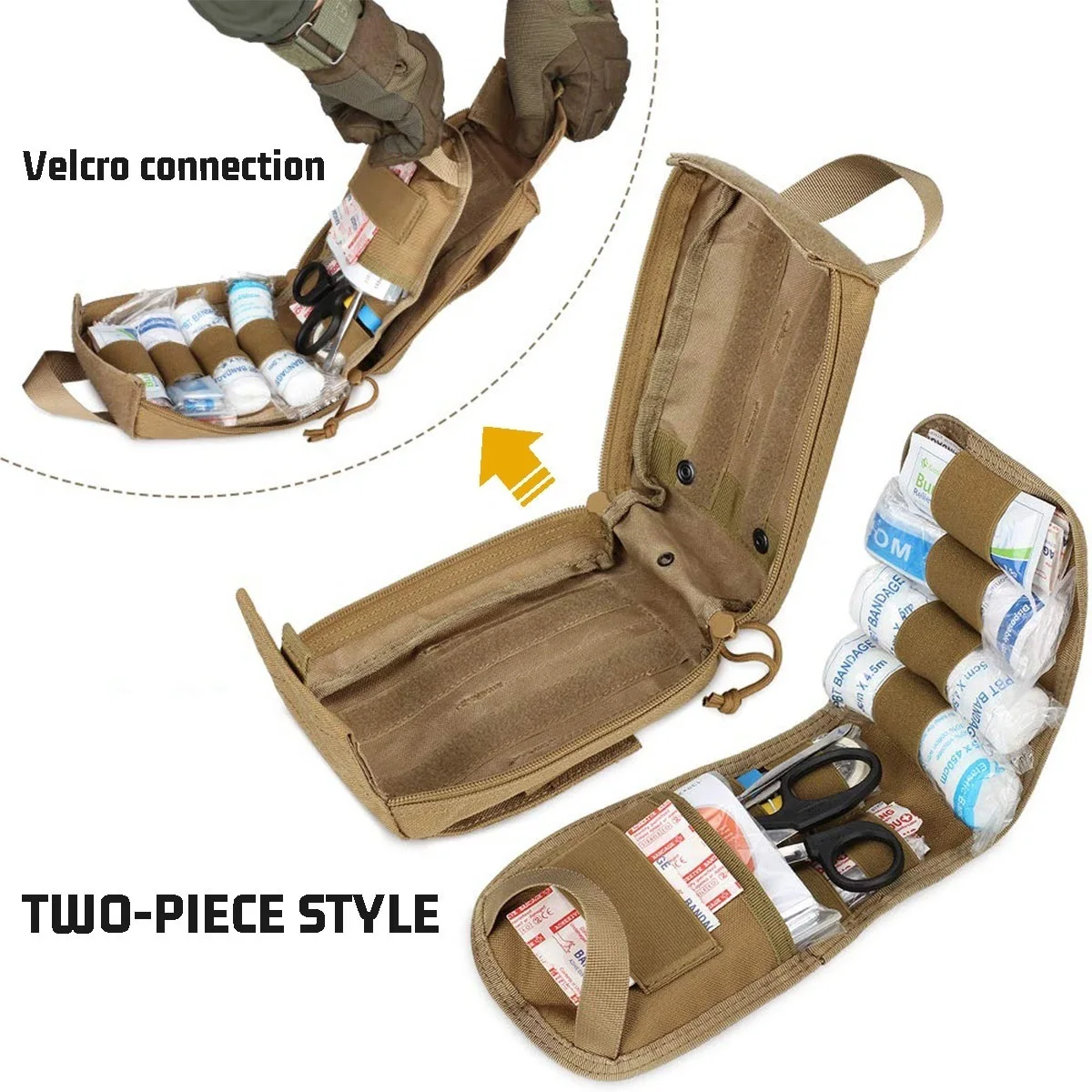 Bolsa médica táctica Molle, con férula de vendaje israelí de 6 ", torniquete, Etc., botiquín de primeros auxilios de supervivencia de emergencia, equipo de caza - imagen 2