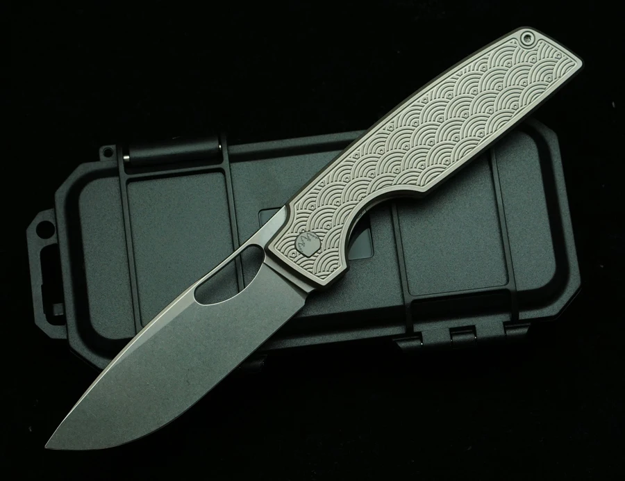 Cuchillo plegable supervivencia hoja 154CM mango titanio - imagen 2