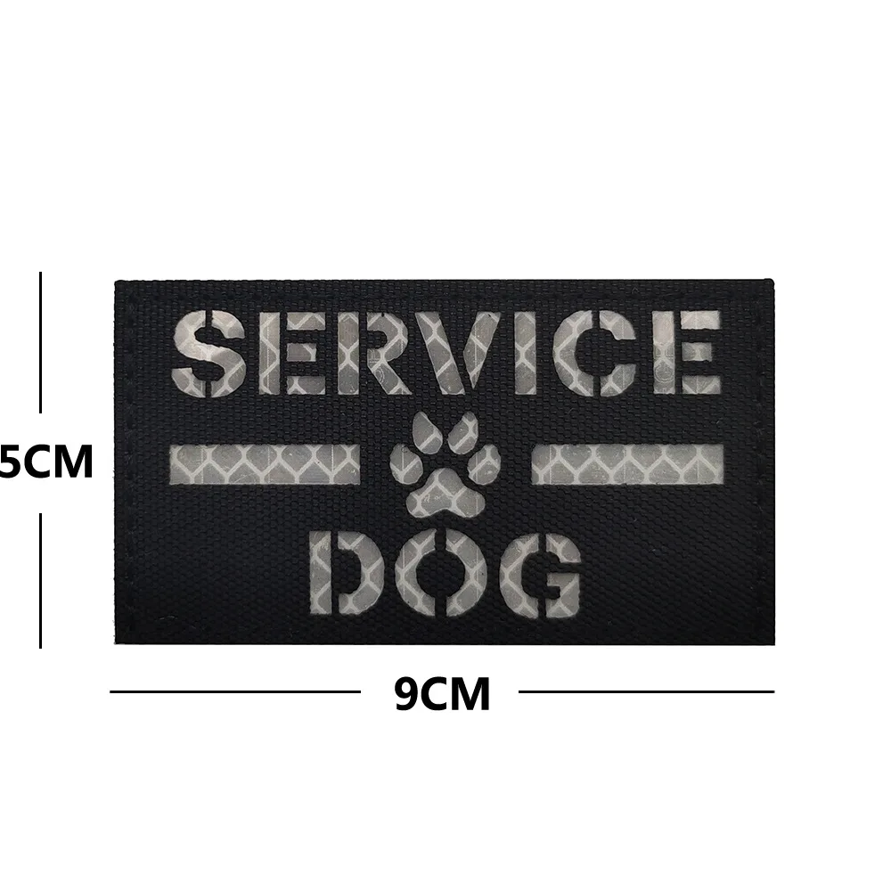 ASK TO PET SERVICE Perro parche IR K-9 bandera de EE. UU. Pata de perro reflectante nailon brazalete táctico insignias para ropa chaleco bolsa decoración - imagen 5