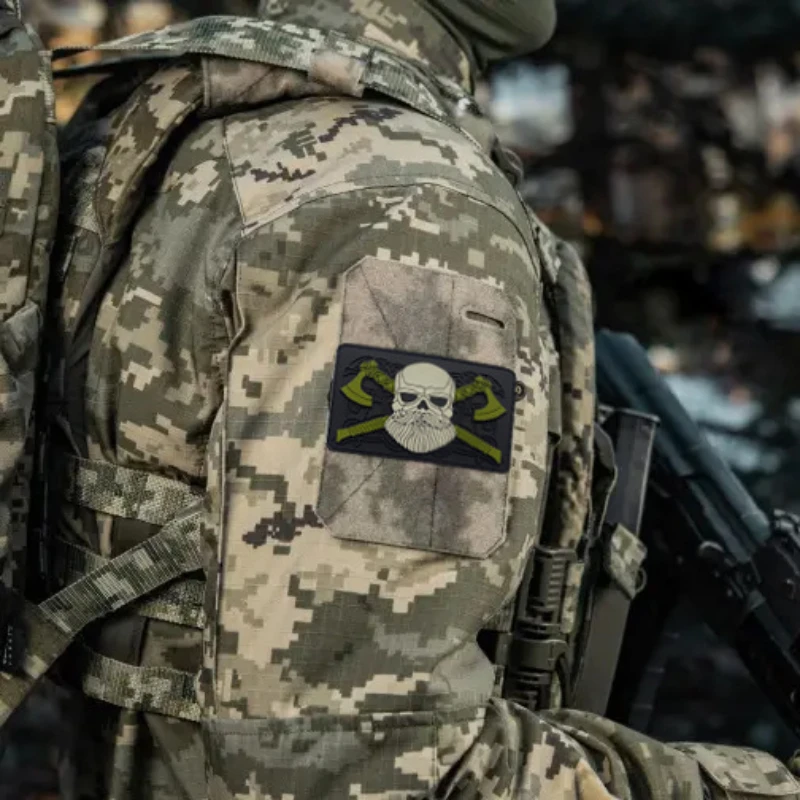 Parche con insignia de moral de hacha de batalla vikinga, apliques de gancho y bucle de PVC para ropa, brazalete vikingo militar, parches para mochila táctica - imagen 5