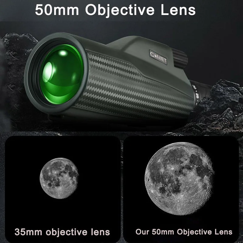 COMET 10X50 BAK4 monoculares de prisma de alta potencia HD telescopio de mano compacto impermeable para observación de aves eventos deportivos Camping - imagen 4