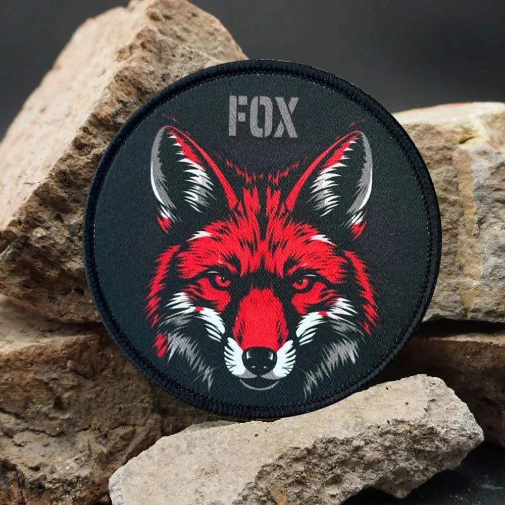 Parche táctico de cabeza de zorro, parches divertidos de gancho y bucle, insignia de moral, brazalete del ejército militar, pegatinas para mochila - imagen 4